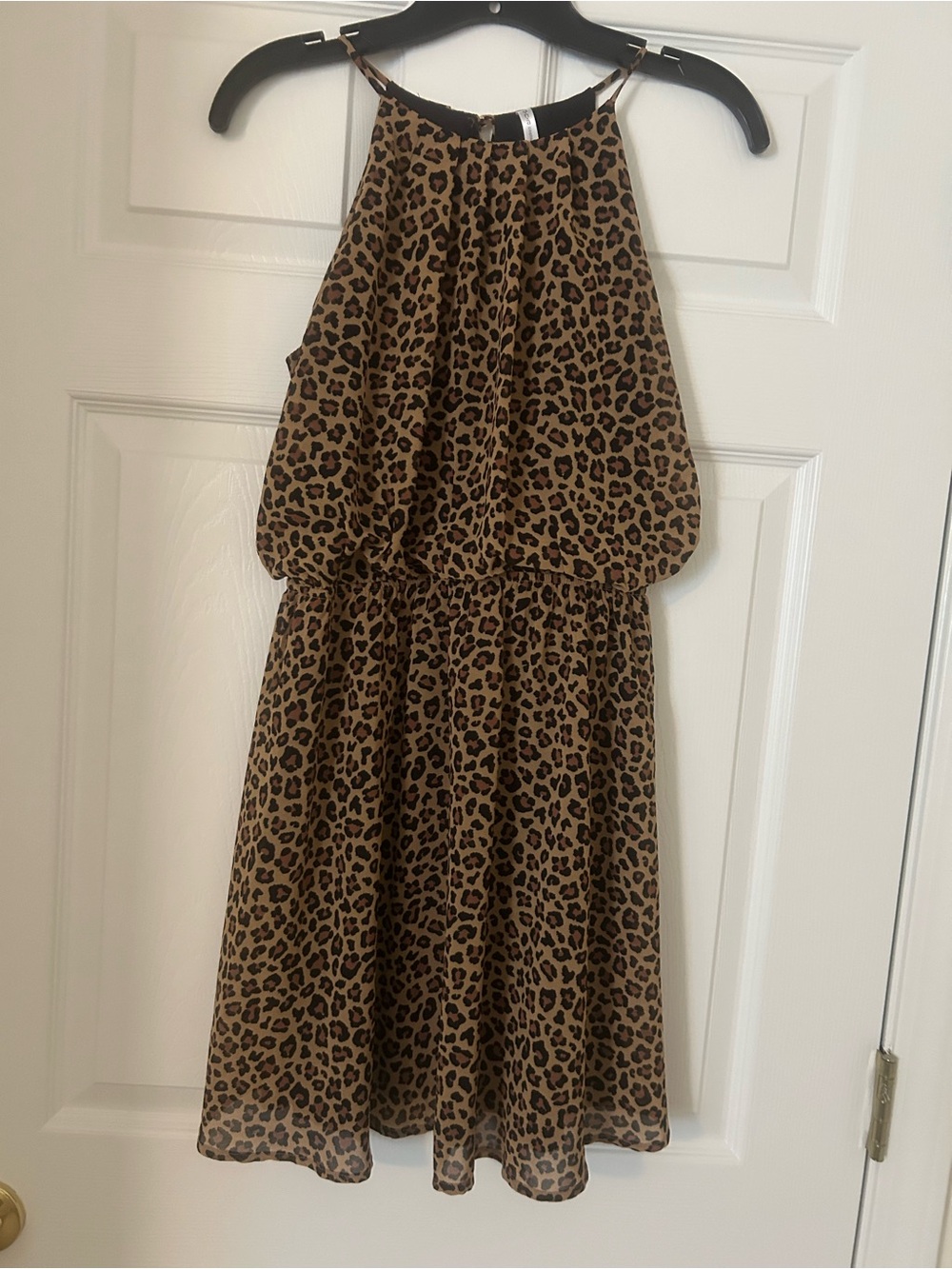 DNA couture Womans Leopard Halter Dress - Brown and Black